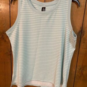 Velocity Mint Blue & White Striped Tank Top
